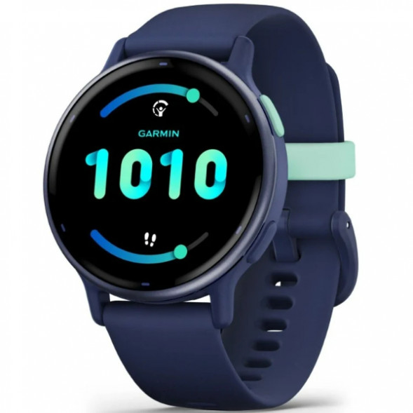 Умные часы Garmin Vivoactive 5, синие с металлически-синим безелем и силиконовым ремешком 010-02862-12 в Твери