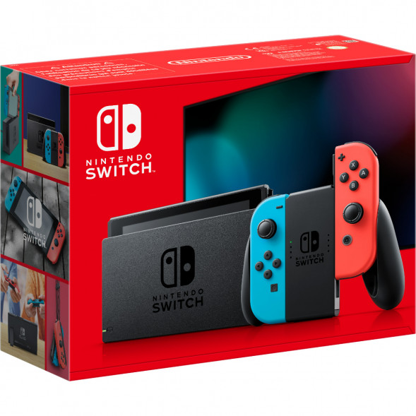 Игровая приставка Nintendo Switch OLED 64 ГБ, неоновый синий/неоновый красный в Твери