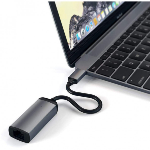 Адаптер Satechi USB-C - Ethernet ST-TCENM, серый космос в Твери