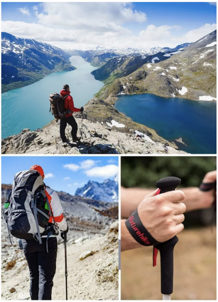 Треккинговая палка Naturehike 135 см, 1шт., серый/зеленый в Твери