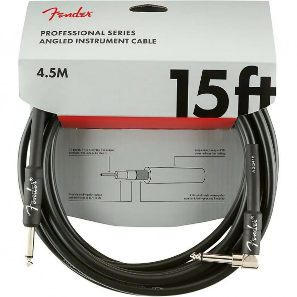 Инструментальный кабель Fender Professional Series 15 ft, 4.5 м, jack 6.3, черный в Твери