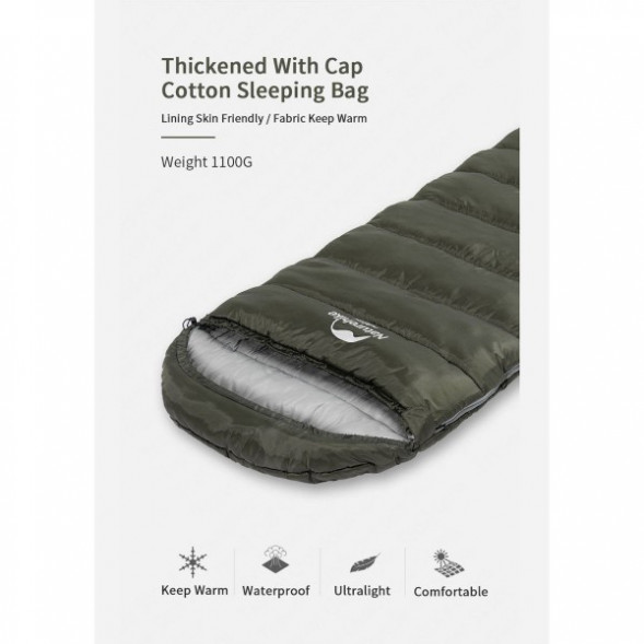 Спальный мешок Naturehike U350S (Левый), коричневый в Твери