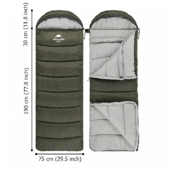 Спальный мешок Naturehike U250 (Правый), коричневый в Твери