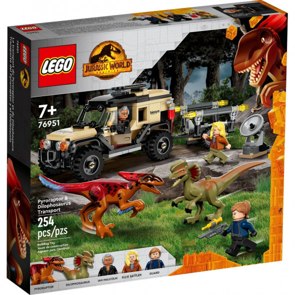 Конструктор LEGO Jurassic World 76951 Перевозка пирораптора и дилофозавра в Твери