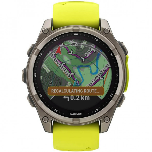 Умные часы Garmin Fenix 8, 51 мм, Solar, Sapphire Titanium with AMP Yellow/Graphite Silicone Band 010-02907-20 в Твери