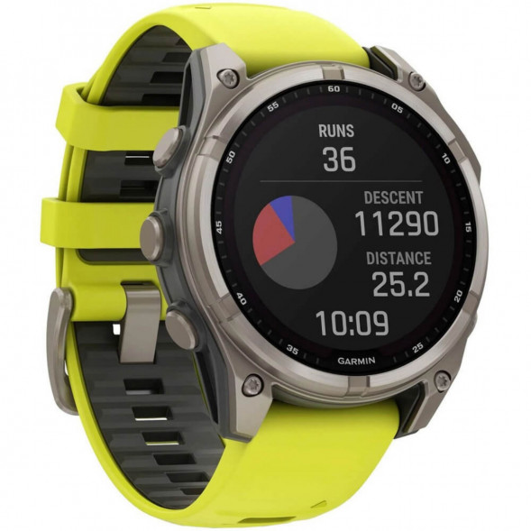 Умные часы Garmin Fenix 8, 51 мм, Solar, Sapphire Titanium with AMP Yellow/Graphite Silicone Band 010-02907-20 в Твери
