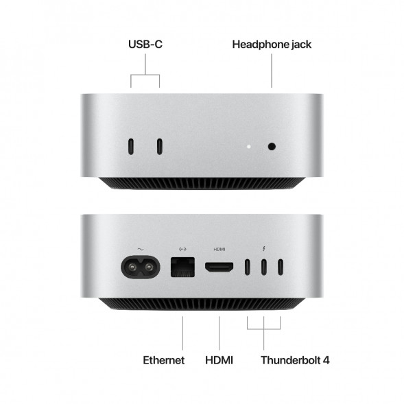 Компьютер Apple Mac mini M4 2024 (MU9E3) (10 Core GPU, 16ГБ, 512ГБ SSD, Apple, macOS), серебристый в Твери