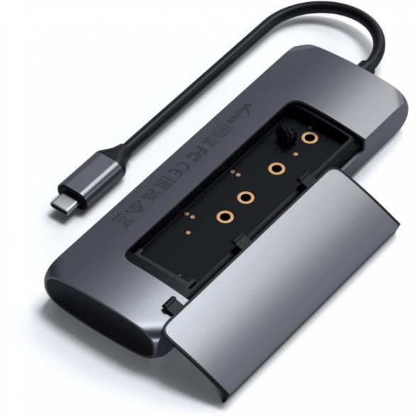 Док-станция Satechi USB-C Hybrid Multiport Adapter (with SSD Enclosure M.2 SATA, 2xUSB 3.1, USB Type-C, HDMI), Серый ST-UCHSEM в Твери