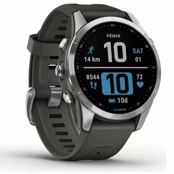 Умные часы Garmin Fenix 7s серебристый с графитовым силиконовым ремешком 010-02539-01 в Твери