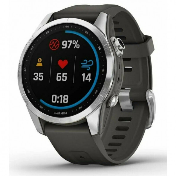 Умные часы Garmin Fenix 7s серебристый с графитовым силиконовым ремешком 010-02539-01 в Твери
