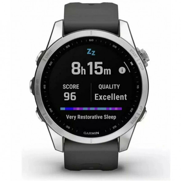 Умные часы Garmin Fenix 7s серебристый с графитовым силиконовым ремешком 010-02539-01 в Твери