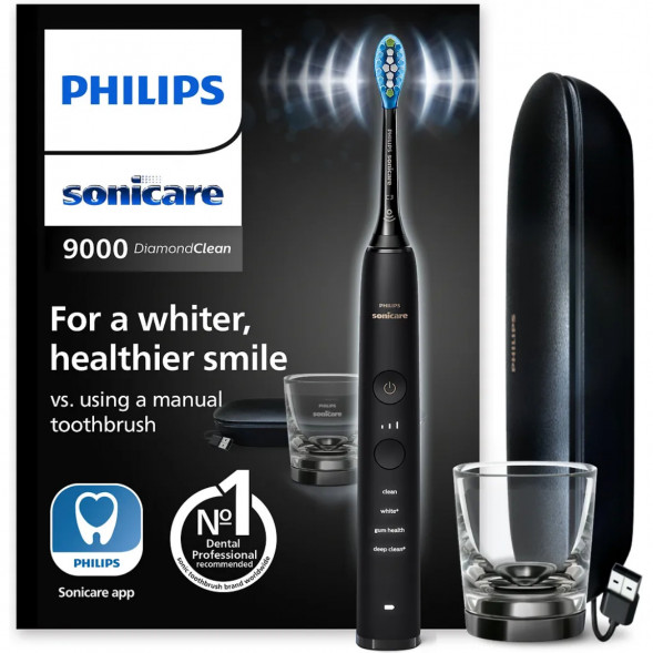 Электрическая зубная щетка Philips Sonicare Diamond Clean 9000 с USB-футляром и зарядным стеклом HX9911/09 в Твери